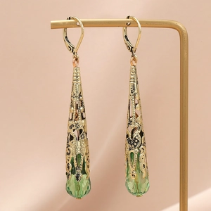 Vintage Holle Legering Waterdruppel Edelsteen Oorbellen Voor Vrouwen Paleisstijl Luxe Kristallen Hanger Oorbellen Sieraden Cadeau