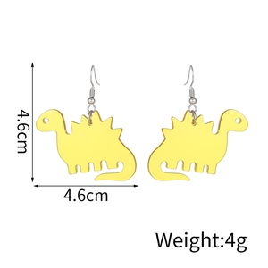 Yellow acrylic dinosaur drop earring detailed with dimensions 4.6cm and 4g weight