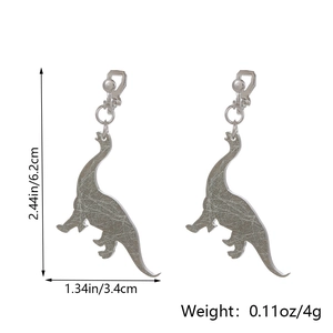 Detailed size specifications for creative dinosaur acrylic earrings with gray texture