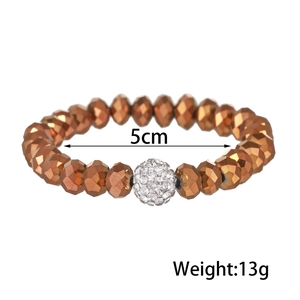 Bracelet en perles de verre ambré avec boule de strass, diamètre 5 cm et poids de 13g