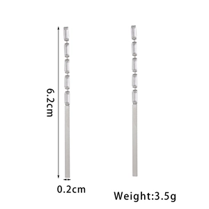 Long tassel flower earrings with cubic zirconia stones showing 6.2cm length and 0.2cm width