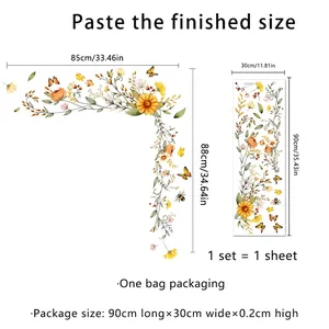 Floral vine and butterfly wall sticker set measuring 85x88cm for home wall decoration