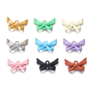 Set of 9 colorful alloy bowknot pendants for DIY jewelry making in various matte finishes