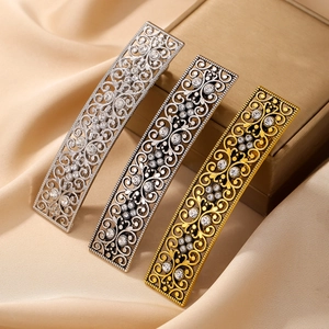 Vintage Hollow Alloy Rhinestone Hair Clip Barrette Palace Style Elegant Floral Hairpin For Women