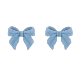 Boucles d'oreilles nœuds bleus floqués pour femmes avec texture mate et douce