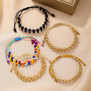 Bracelet Perles Fait Main Avec Perles En Cuivre Acrylique Verre Bohème Ethnique Ajustable Unisexe Bijoux Quotidien