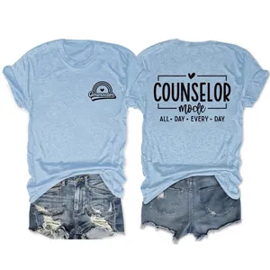 Counselor Mode All Day Every Day Women T-Shirt Summer Short Sleeve Round Neck Graphic Tee Cotton Blend Casual Streetwear