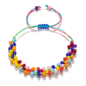 Bracelet bohème fait main avec perles colorées et cordon tressé ajustable