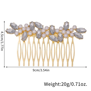 Peigne à cheveux doré élégant avec perles blanches et cristaux marquise brillants