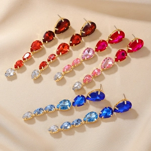 Crystal Dangle Earrings Alloy Rhinestone Heart Water Drop Long Linear Fashion Daily Jewelry For Women Commuting Earring Post