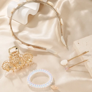 Accessoires Pour Cheveux Coquillage Bandeau Pince À Cheveux Élastique Spirale Et Barrettes Alliage Élégant Vacances À La Plage