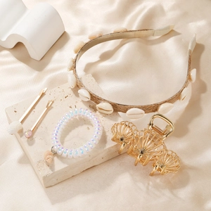 Lot de 5 accessoires de coiffure style marin avec serre-tête et pinces coquillage