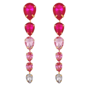 Elegant drop earrings with gradient pear-shaped rhinestones and golden prong setting