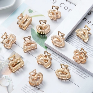 Women Mini Alloy Hair Claw Clips Gold Silver Plated Assorted Geometric Heart Bowknot Shapes Fashion Hair Accessories Collection