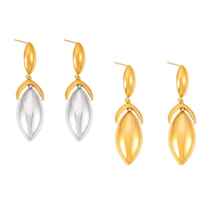 Orecchini geometrici minimalisti a goccia in acciaio inossidabile placcato oro 18k bicolore
