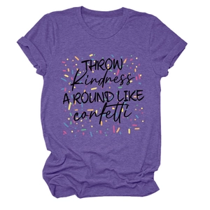 T-shirt violet chiné avec slogan Throw Kindness Around Like Confetti et col rond