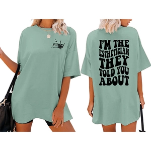 Light mint green plus size esthetician t-shirt with skull graphic and back slogan