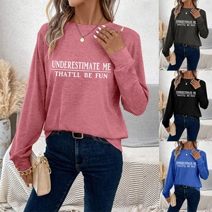 Collage of long sleeve slogan sweatshirts in pink, grey, black, and blue colors