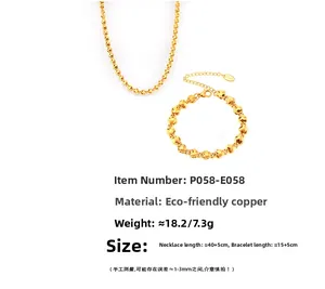 Spécifications de taille pour l'ensemble collier et bracelet cœur plaqué or 18 carats