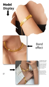 Detailed view of chunky 18k gold plated honeycomb geometric chain necklace and bracelet