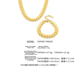 Detailed specs of 18k gold plated stainless steel geometric chain necklace and bracelet