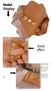 Detail of gold-plated heart pendant bracelet with pavé crystals and lobster clasp