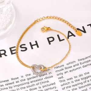French Minimalist Stainless Steel Hollow Heart Necklace Bracelet For Women Eighteen Karat Gold Plated Elegant Fashion Jewelry