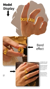 Detail showing the woven texture and adjustable design of this gold-plated titanium ring