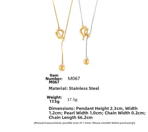 Détail du collier à perles en acier inoxydable avec boucle OT et spécifications techniques