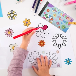 Kids DIY Coloring Wall Stickers Cartoon Flower Pattern Self Adhesive Graffiti Paper Educational Painting Set For Child Room