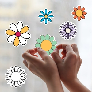 Self-adhesive colorful flower wall stickers for kids doodle and creative window decoration