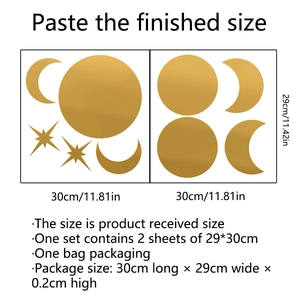 Golden moon and stars self-adhesive wall stickers for living room and bedroom decor