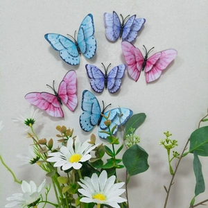 3D double-layer butterfly wall stickers in pink blue and purple for home decor