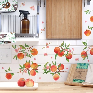Self-adhesive peach and peach blossom wall stickers for kitchen wall decoration