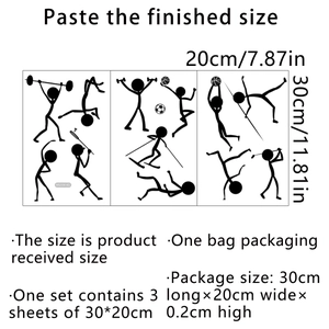 Set of 3 creative sports silhouette wall decals for fitness themed gym and home decor