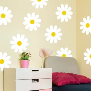 Set de Stickers Muraux Marguerite en PVC Moderne Minimaliste Autocollant Floral pour Décoration de Chambre et Salon Maison