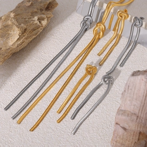 18k gold plated stainless steel snake chain necklace and earrings set with knot design