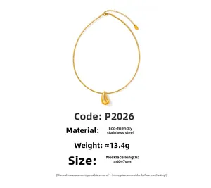 Détails du collier goutte d'eau dorée en acier inoxydable écologique durable