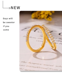 Detailansicht eines stapelbaren 18K vergoldeten Rings mit mikrobesetzten Zirkonia-Steinen
