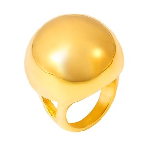 Französischer Vintage-Ring aus 18 Karat vergoldetem Edelstahl mit glänzendem Dome-Design