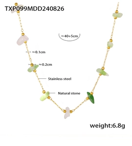 Détails du collier fait main en acier inoxydable avec pierres naturelles colorées