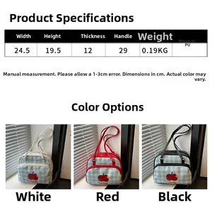 Detailed dimensions of checkered tote bag showing size parameters and color options