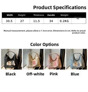 Detailed size chart and color options for the vintage plaid bow PU backpack