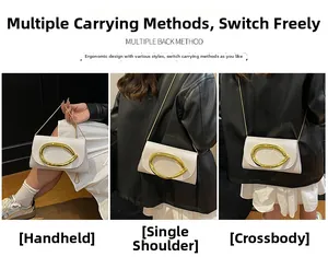 Trois façons de porter un sac en cuir verni blanc avec anneau doré et bandoulière