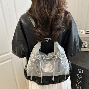 Sac À Bandoulière Pour Femmes Sac Porté Épaule Cuir PU Décor Nœud Grande Capacité Hobo Fourre-tout Tendance