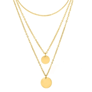 Collana a Strati in Acciaio Inossidabile 316L Pendente Tondo Minimalista Oro Argento Oro Rosa Collane per Donna Festa Gioielli