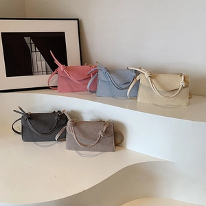 Retro corduroy crossbody bags with rope knot straps in five elegant summer colors