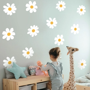 White daisy wall stickers floral wall decals for bedroom and nursery wall decor