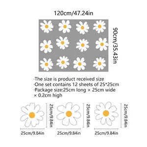 Daisy wall stickers 12pcs set 120x90cm glue-free self-adhesive home wall decor