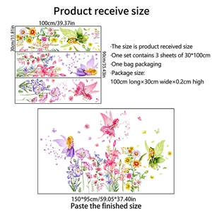 Floral fairy wall stickers with butterflies and flowers for nursery room decoration